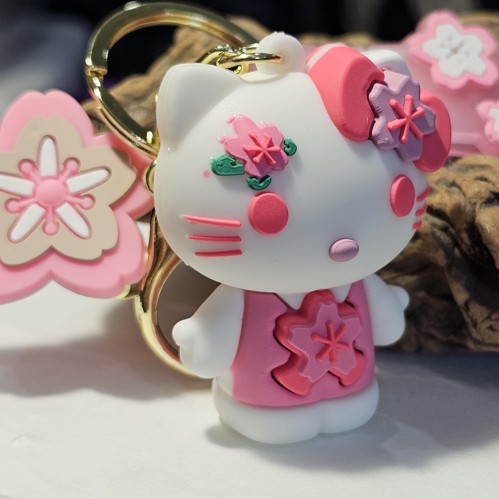 HELLO KITTY 🐈‍⬛ Keychain So Cute New TROPICAL Purse Charm